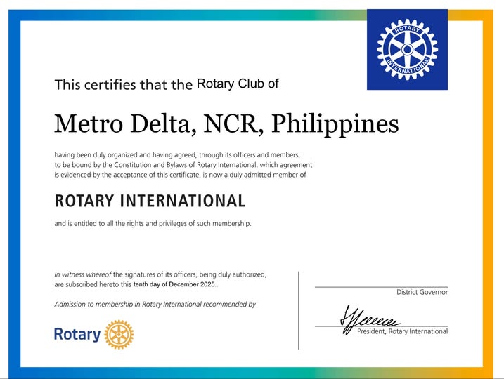 Welcoming a New Chapter of Service: The Chartering of the Rotary Club of Metro Delta